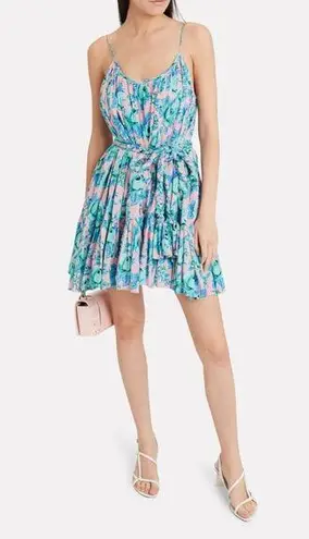 Rhode Nala Mini Dress Printed Cotton Blue Pink Floral Pop Size Large