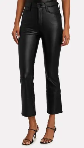 MOTHER Denim MOTHER Faux Leather The Insider Cropped Bootcut Pants Wax On Wax Off Black