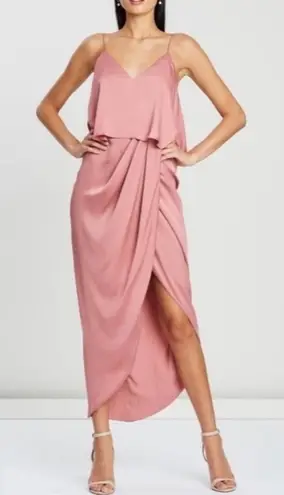 Shona joy Luxe Cocktail Pink Rose Frill Dress Size US 2