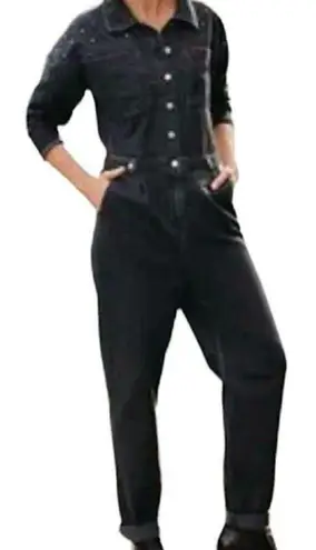 Savannah Miller Next denim studded utility jumpsuit coverall 10 medium P 7060 Black