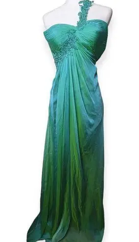 La Femme Formal Iridescent Green Prom Homecoming Gown Full Length