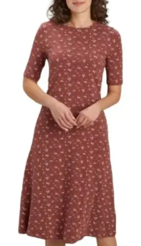 Duluth Trading Co Free Range Organic Cotton Floral Stretch Night Dress Lounge Brown