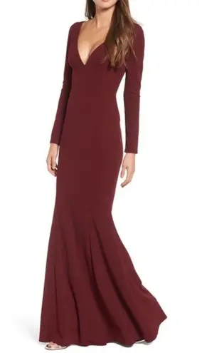 Katie May Back Cut Out Trumpet Gown Cleo Plunging Maxi Dress Size 16 NWT $450