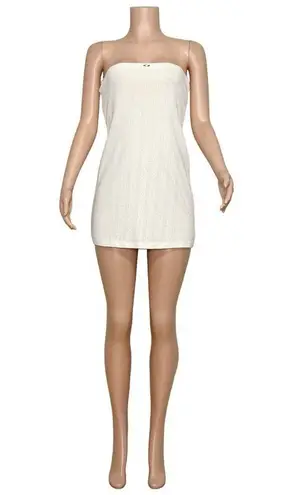 With Jean WITH JÉAN Frankie Strapless Mini Dress, White Pointelle, Medium