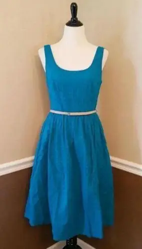 Donna Morgan NEW  ModCloth Teal Turquoise Eyelet Fit & Flare Belted Tea Dress 6