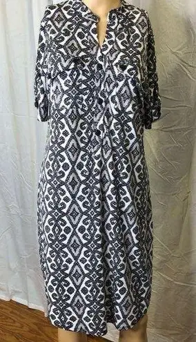 Valerie Bertinelli valeroe Bertinelli size 12, gray black, white geometric dress