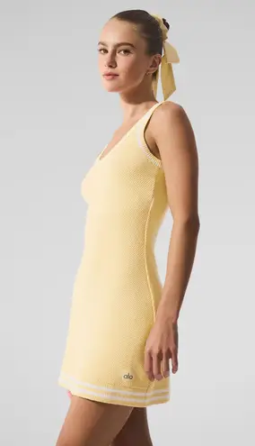 Alo Yoga Tennis Club Sweater Knit Dress Warm Butter/White S