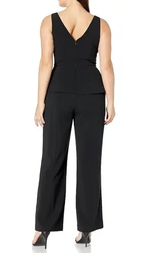 Eliza J Women's Black Sleeveless Ruffled Peplum Wide Leg Jumpsuit Size 10