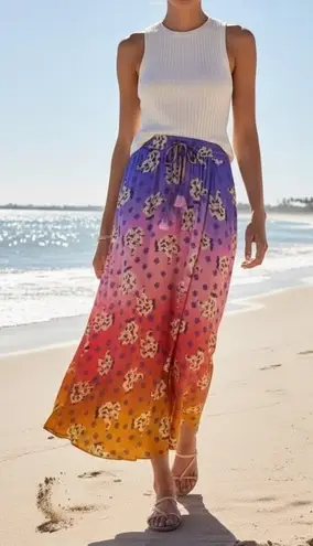 Farm Rio NWT Anthropologie Farm Vibrance Maxi in Digital Ombre Print A-line Skirt XS
