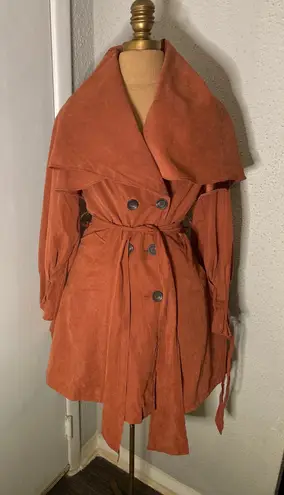 Brown Double Breasted Capelet Trench Coat S NEW Classic Retro Glam Preppy Retro