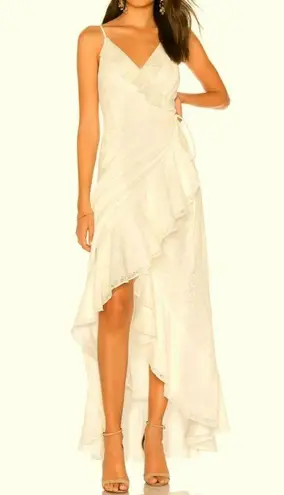 Yumi Kim Meadow Maxi Ivory Lace Belted Wrap V-Neck Crochet Long Midi Dress Gown