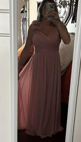 Camille La Vie flowered one shoulder gown