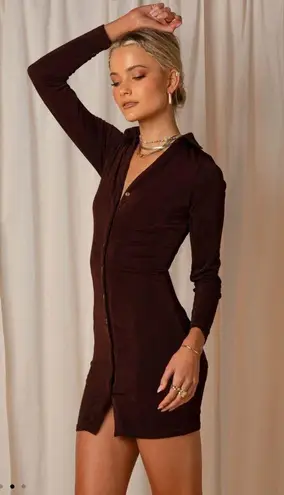 Peppermayo NWT Ring My Bell Mini Dress - Choc Brown Size 10