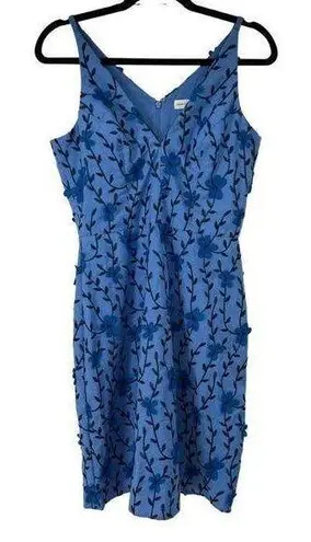 Dress the Population Blue Floral Appliqué Juniper Crepe Unique Dress