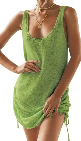 Crochet Scoop Neck Summer Dress/Cover Up Green