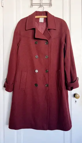 Fleurette • Loro Piana wool & cashmere coat double breasted car rust red maroon Size 14