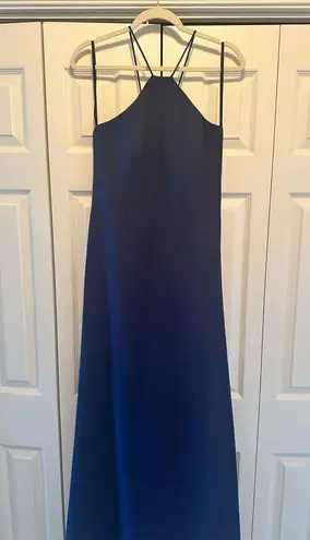 Hayley Paige Occasions HALEY PAIGE Navy Blue Halter Dress SIMPLE AND ELEGANT