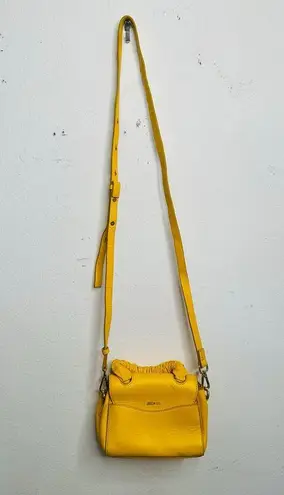 JASON WU Yellow Leather Adjustable Crossbody JW Logo Ruched Handle Rommy Bag