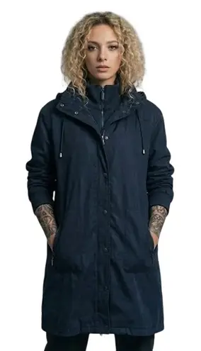 90s Vintage Hunters Run Navy Parka 1X Insulated Squall Hooded Coat Blue