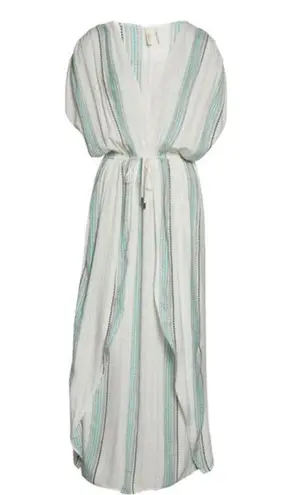 Elan  Green Metallic Stripe Caftan Coverup Size XS