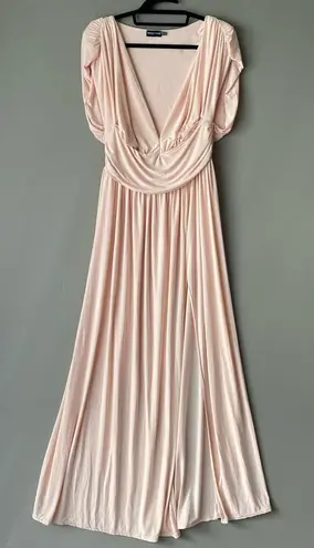 Pretty Little Thing sz 18 blouson pink maxi plunge A