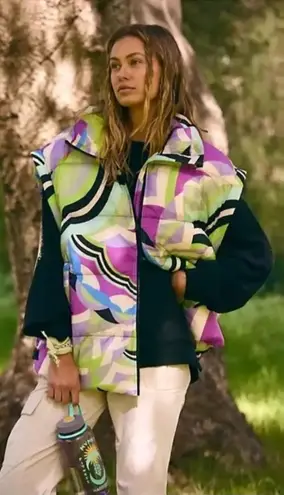 Free People Movement Bubble Printed Puffer Vest S Kai Geo