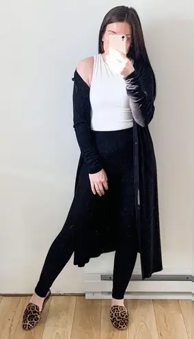 Max Mara Leisure Black Long Ribbed Cardigan Legging Set small