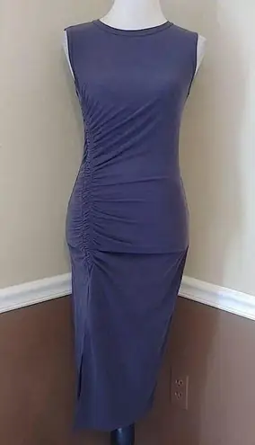 Mystic Dark Gray Ruched Side Soft Stretch Form Fitting Knit Modcloth Dress by