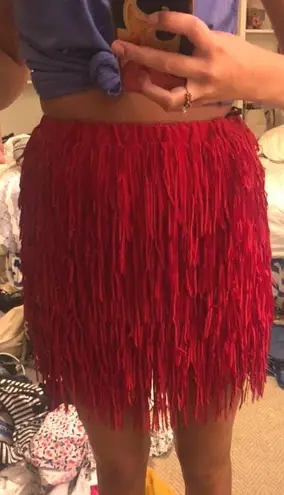 Missguided Red Fringe Skirt