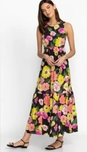 Johnny Was Dress Cassia 100% Cotton Poplin Floral Maxi Size XS