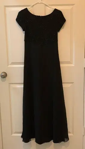 Bieff Basix Elegant Vintage Beaded Black Silk Gown. Size