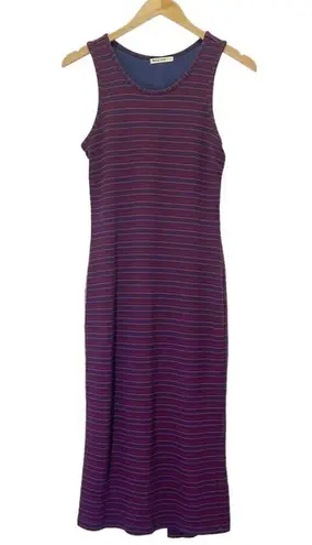 Marine layer Lexi Rib Daytime Midi Tank Dress Cabernet Navy Stripe Size Large