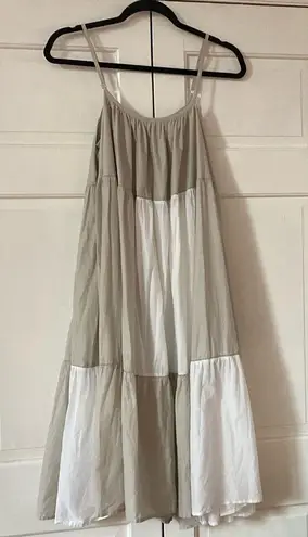 Merlette Salland Patchwork Dress in Natural Colorblock Neutral Ruffle White Dove Size XS