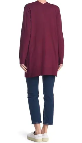 Sweet Romeo Open Drape Front Pocket Cardigan Wine