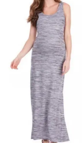 Seraphine Maternity Maxi Dress Gray Stretch Knit Soft Lounge Chic Size 6