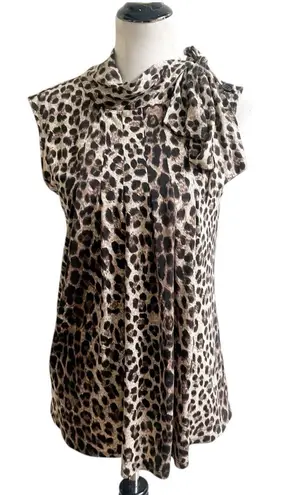 Donna Salyards Fabulous Furs Animal Print Sleeveless Blouse Tunic Size Medium Black