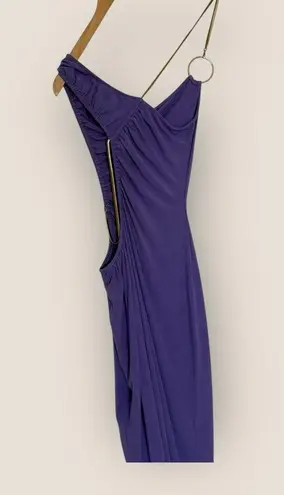 We Wore What WhoWhatWear | Gold & Purple Cutout Ruched Dress | Size L