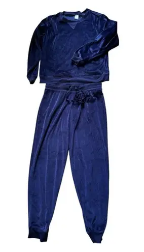 Honeydew Women's 2 Piece Super Soft Fleece Velour Lounge PJ Set Navy Sz Medium Blue