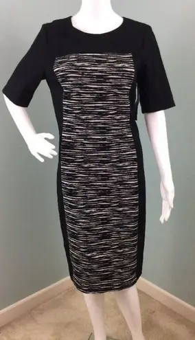 DKNY NWT Women's  Black Panel Space Dye Print Short Sleeve Sheath Dress Sz 12