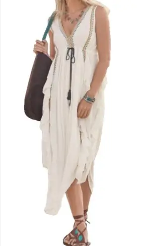 Talisman NWT Bohemian Ruffle Embroidered 100% Cotton Dress Size L Size L