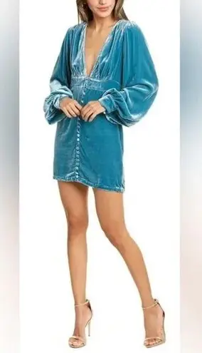 NEON BLONDE Blue Mini Dress with Deep V