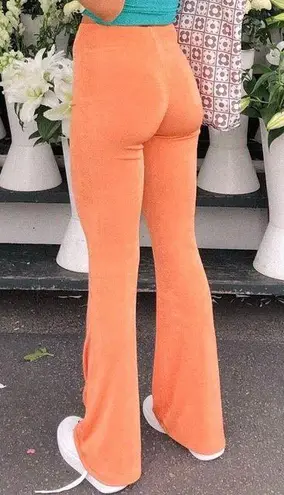 Princess Polly NWT  True Heart Slinky Knit Ruched Flare Pants in Orange Size 6