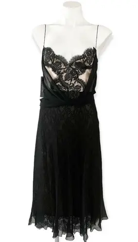 Elie Tahari Glenda Dress (100% Silk) Black Chiffon & Lace, Size 8 New w/Tag $698