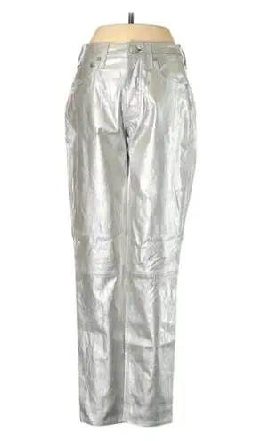 Rag and Bone  Leather Pants 23 NWT Silver Metallic Contemporary Space Dress Event