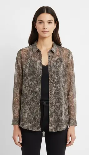 The Kooples Leopard Print Button Down Shirt Size S Brown Cotton Silk Clean Girl