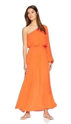 Mara Hoffman Vibrant Orange Vera One Shoulder Maxi Dress Bright Resort Size M