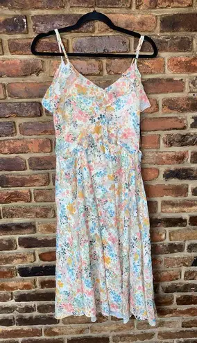 Rachel Roy  White Floral Cold Shoulder Chiffon Midi Dress Women's Size 0