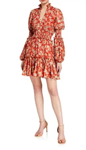 Alexis  orange Rosewell Tiered High-Neck Floral Cocktail Dress size M