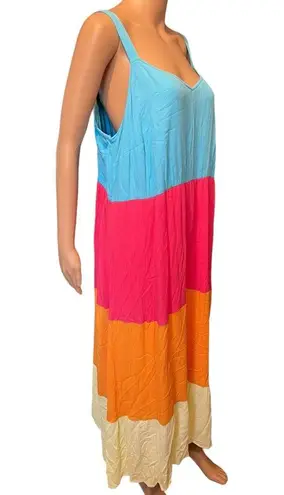 Lane Bryant  Plus Size Bold Preppy Boho Hippie Sleeveless Colorblock Tiered Dress