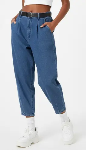 Vibrant MIU Baggy Jeans Juniors 15 Medium Wash Cropped Pleated Tapered 90s Retro